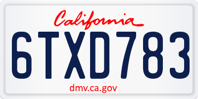 CA license plate 6TXD783