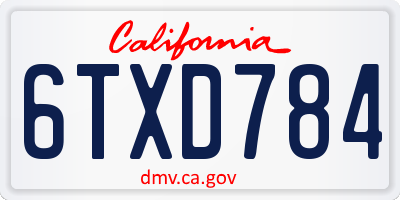 CA license plate 6TXD784
