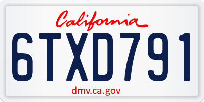 CA license plate 6TXD791