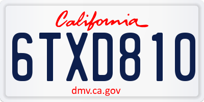 CA license plate 6TXD810