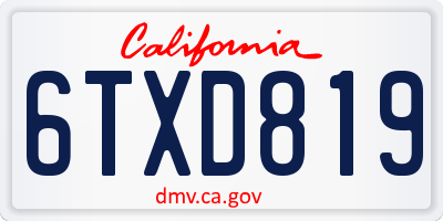 CA license plate 6TXD819