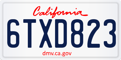 CA license plate 6TXD823