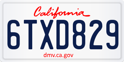 CA license plate 6TXD829