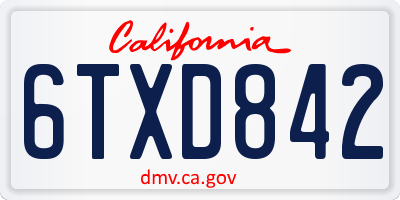 CA license plate 6TXD842