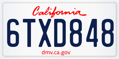 CA license plate 6TXD848