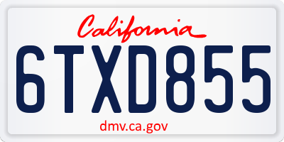 CA license plate 6TXD855