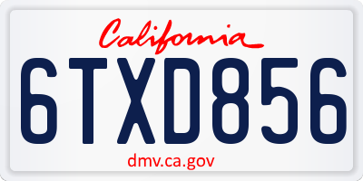 CA license plate 6TXD856