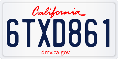CA license plate 6TXD861