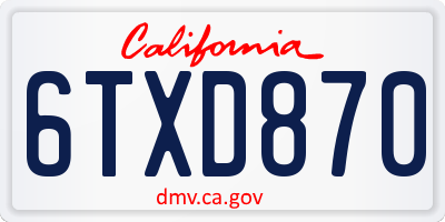 CA license plate 6TXD870