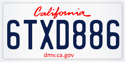 CA license plate 6TXD886