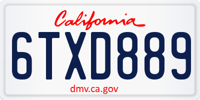 CA license plate 6TXD889