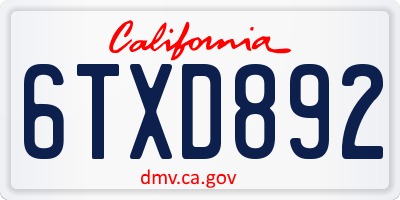 CA license plate 6TXD892