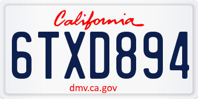 CA license plate 6TXD894