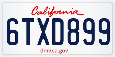 CA license plate 6TXD899
