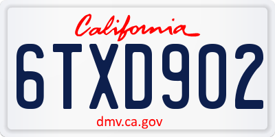 CA license plate 6TXD902