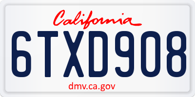 CA license plate 6TXD908