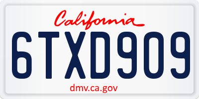 CA license plate 6TXD909