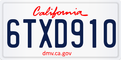 CA license plate 6TXD910