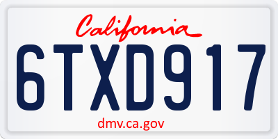 CA license plate 6TXD917