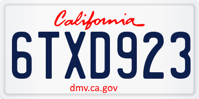 CA license plate 6TXD923