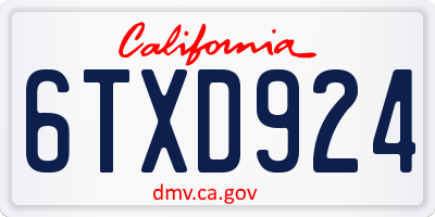 CA license plate 6TXD924