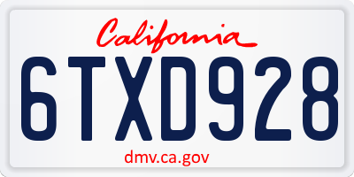 CA license plate 6TXD928