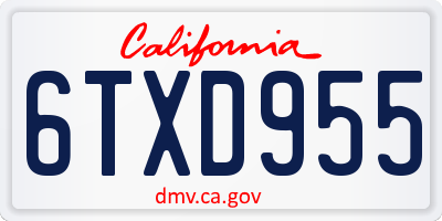 CA license plate 6TXD955