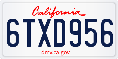 CA license plate 6TXD956