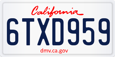 CA license plate 6TXD959
