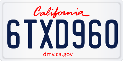 CA license plate 6TXD960