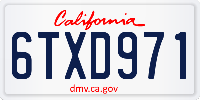 CA license plate 6TXD971