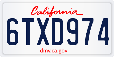 CA license plate 6TXD974