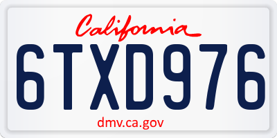 CA license plate 6TXD976
