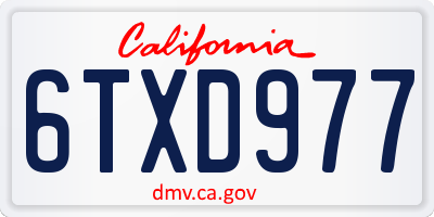 CA license plate 6TXD977