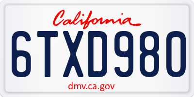 CA license plate 6TXD980