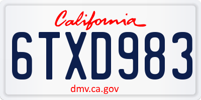 CA license plate 6TXD983