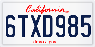 CA license plate 6TXD985