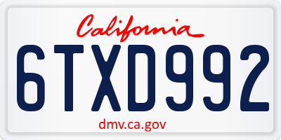CA license plate 6TXD992