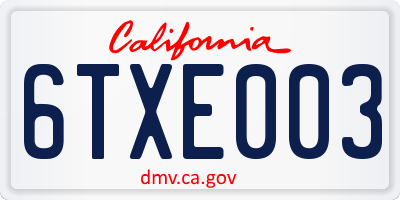 CA license plate 6TXE003