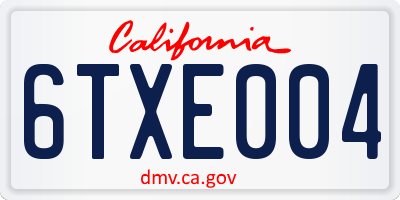 CA license plate 6TXE004