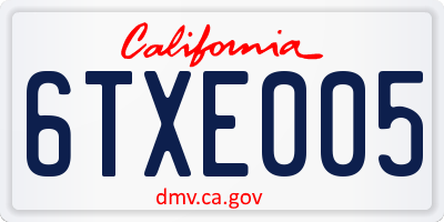CA license plate 6TXE005