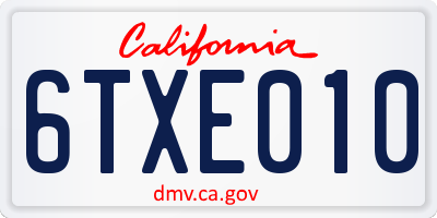 CA license plate 6TXE010