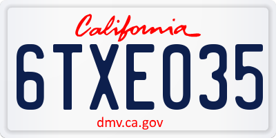 CA license plate 6TXE035