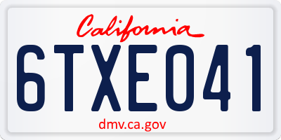 CA license plate 6TXE041