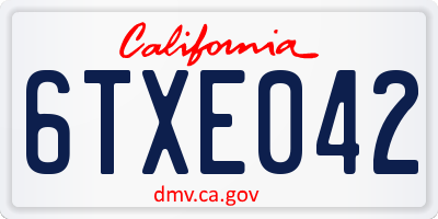 CA license plate 6TXE042