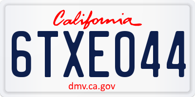 CA license plate 6TXE044