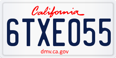 CA license plate 6TXE055