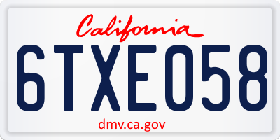 CA license plate 6TXE058