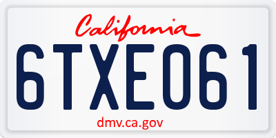 CA license plate 6TXE061