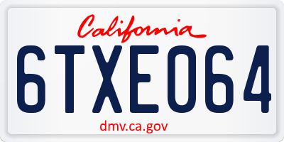 CA license plate 6TXE064